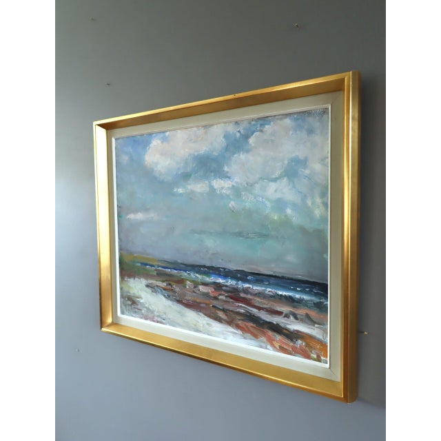 1978 Modernist 'Drift at Low Tide' Expressive Original Coastal Landscape Oil Painting, Framed For Sale - Image 6 of 12