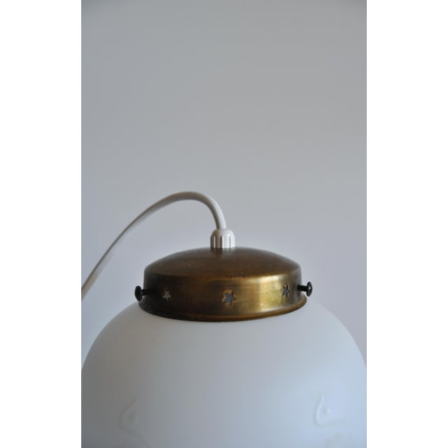 1940s Scandinavian Art Deco Opaline Glass Pendant Lamp, 1930s For Sale - Image 5 of 9