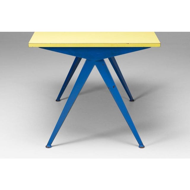 Blue Model 512 Marcoule Compass Table attributed to Jean Prouvé, France, 1953 For Sale - Image 8 of 18