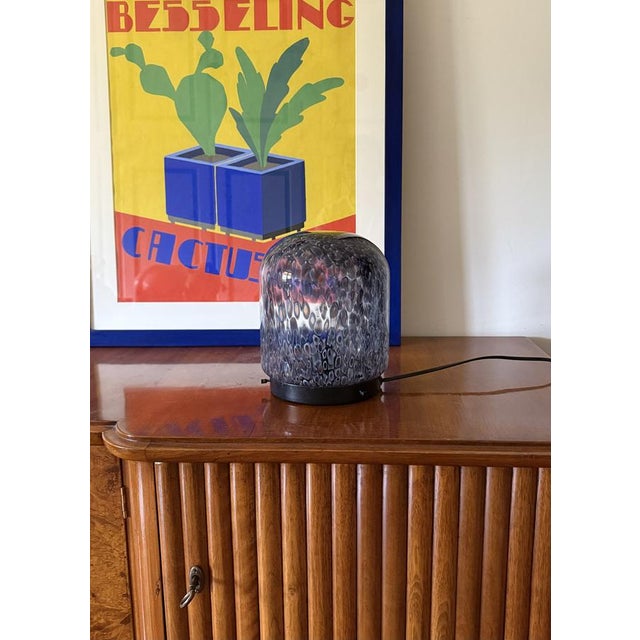 Blue Murrine-Blown Glass Neverrino Table Lamp by Gae Aulenti for Vetreria Vistosi, Italy, 1970s For Sale - Image 8 of 16