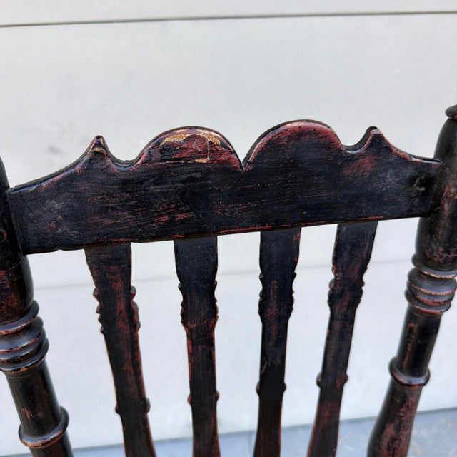 Mid 18th Century Antique Black-Painted New England Banister-Back Side Chair, Circa 1750s For Sale - Image 5 of 18