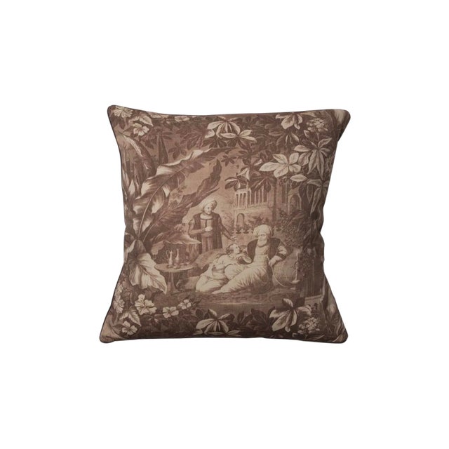 Sepia Toile Pillow Cover For Sale