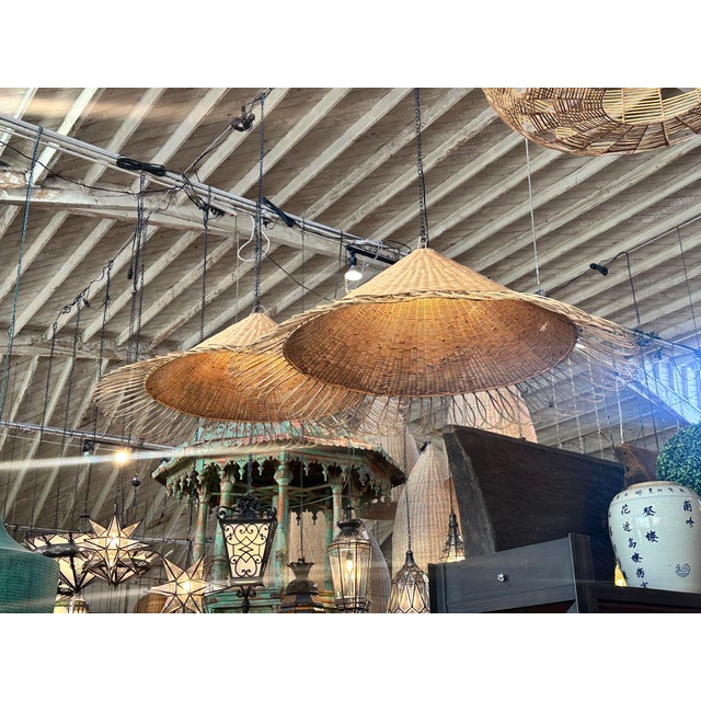 Rattan Large Loop Hat Pendant Light For Sale - Image 12 of 12
