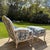 Ralph Lauren Custom Blue and White Marquis Bergere Chair and Ottoman Set Upholstered in Ralph Lauren For Sale - Image 4 of 18