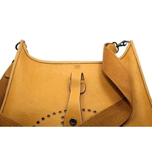 Animal Skin Hermes Evelyne Dark Tan Clemence Leather GM Handbag Purse For Sale - Image 7 of 8