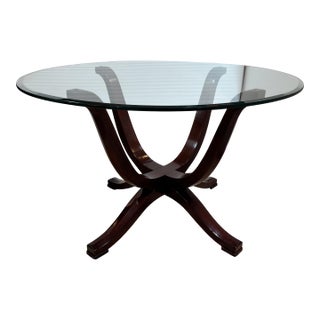 Z Gallerie Glass Top Table + Pedestal Base For Sale