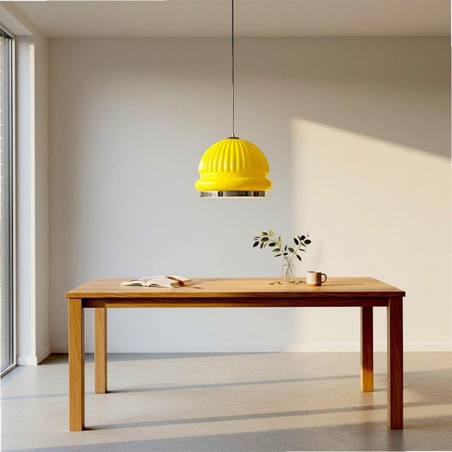 Late Modern / Space-Age Influence (c. 1970s) This pendant is a bold example of 1970s modern lighting, where expressive...
