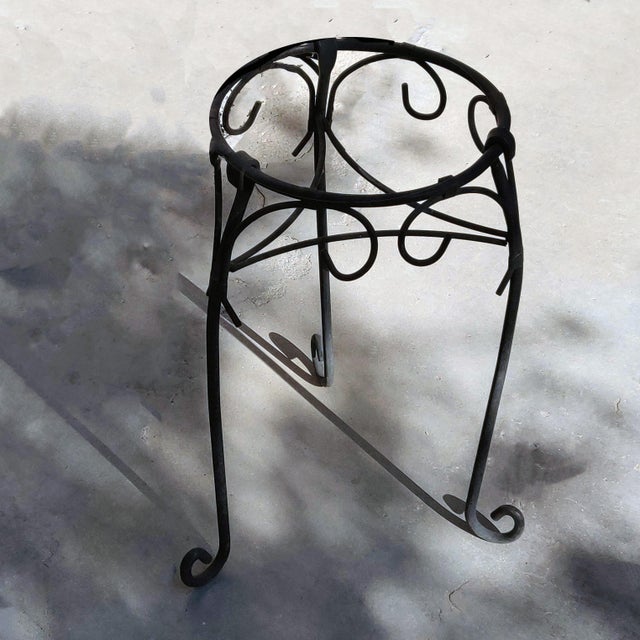 Mediterranean Mid Century Black Wrought Iron Plant Stand Chairish