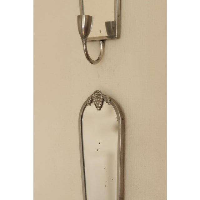 Mid-Century Modern Swedish Pewter Sconces with Mirror, Set of 2 For Sale - Image 6 of 18