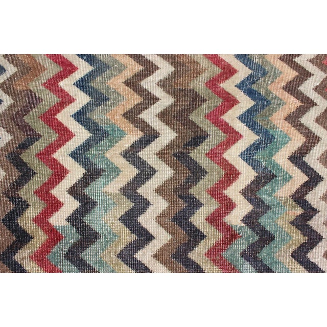 Mid 20th Century Mid-Century Modern Rug in Navy, Red, Green, Brown & Ivory For Sale - Image 10 of 12