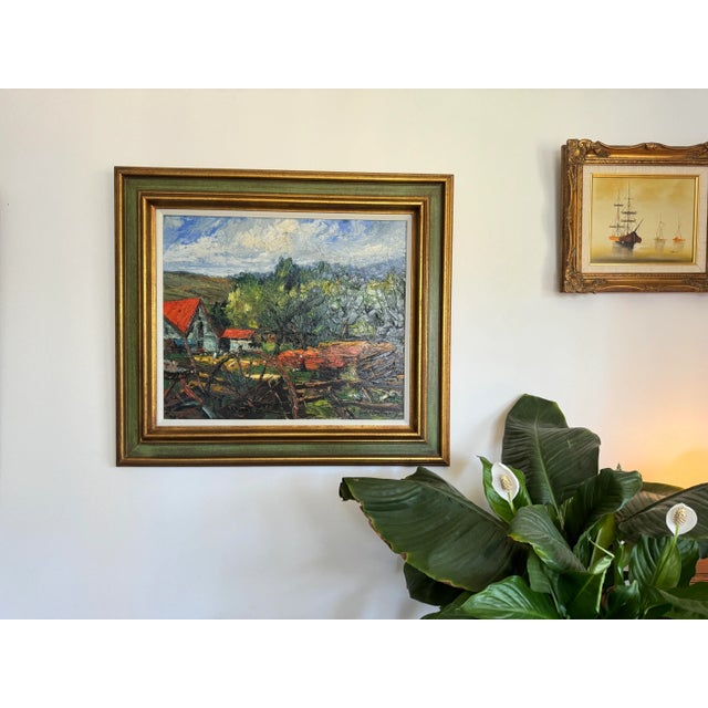 Mid 20th Century Mid 20th Century Original Pastoral Oil Painting by J. KoutachyGold Colored Frame For Sale - Image 5 of 5