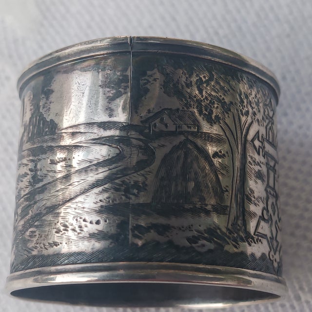 Late 19th Century 19th C. Imperial 84 Silver & Niello Napkin Ring, Gustav Nykanen For Sale - Image 5 of 10