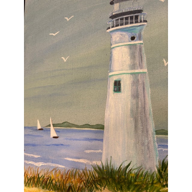 Original Coastal Lighthouse Painting on Canvas For Sale In San Diego - Image 6 of 7