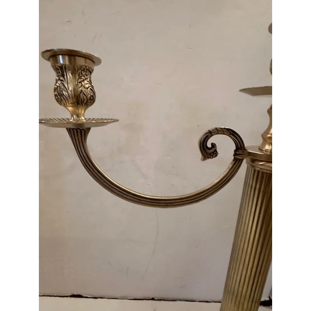 Monumental Nickel Candleabras -A Pair For Sale - Image 4 of 10