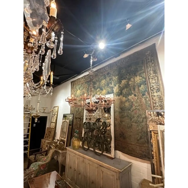 Glass Rose Colored Custom Designed Murano Chandelier For Sale - Image 7 of 7