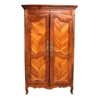 19th Century French Provincial Carved Walnut Armoire – Louis XV Style For Sale