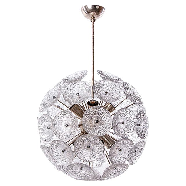 Chromed Sputnik Chandelier with Satellite Glasses 1960s For Sale