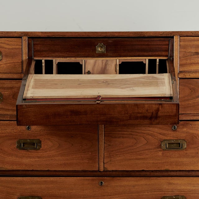 Late 19th Century Antique Camphor Wood Campaign Chest With Pullout Desk For Sale - Image 5 of 18