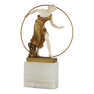 Bronze Figure of a Woman with a Hoop from Georges Morin, 1920s For Sale