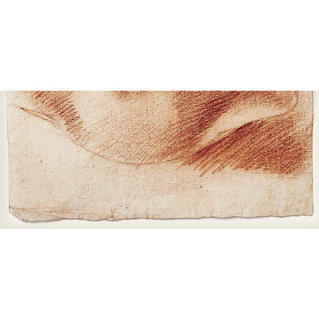 French Antique French Conté Crayon Portrait Study on Handmade Paper, With Custom Mat For Sale - Image 3 of 3