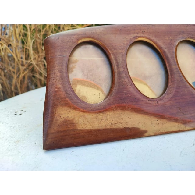 Art Nouveau wooden frame for 5 photos, dimensions: height 16 cm, width 39.8 cm.