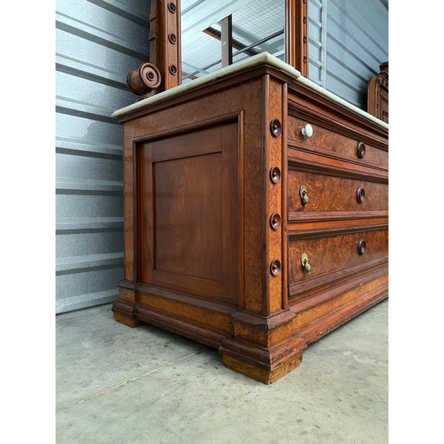 Late Victorian 19th C. George Henkels Attributed Dresser Chest + Mirror For Sale - Image 10 of 16