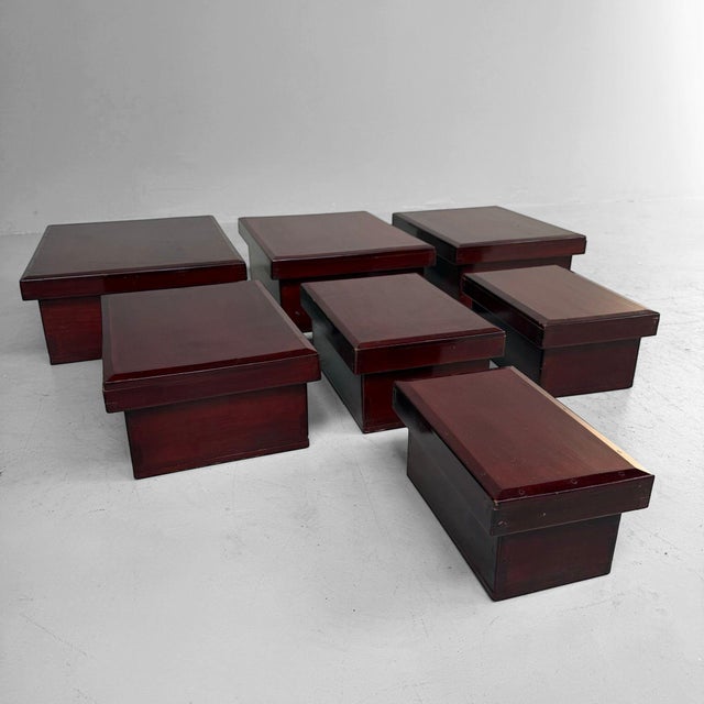 Japanese kiridame set consisting of seven wooden nesting boxes, dating from the Taishō period, circa 1920. The boxes come...