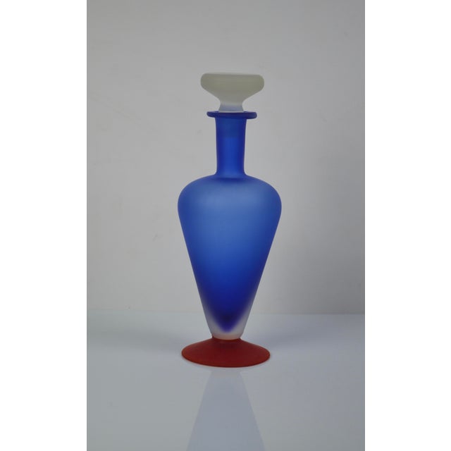 Vintage Art Frosted Glass Bottle, 1980s For Sale - Image 4 of 11