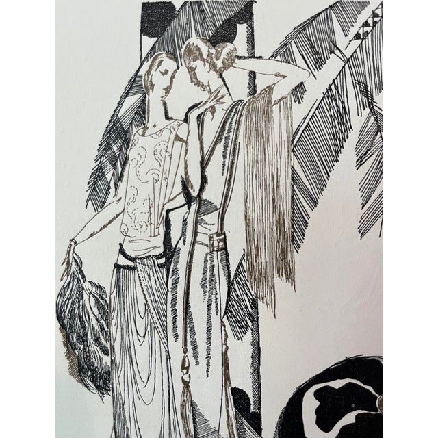 Art Deco Fashion Illustration Print by Pierre Mourge , 1920 For Sale - Image 3 of 5