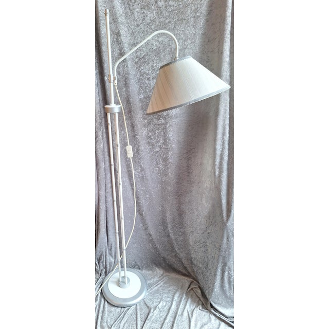 Vintage Faux Bamboo Metal Floor Lamp with Fabric Shade by Honsel, 1980s For Sale - Image 6 of 8