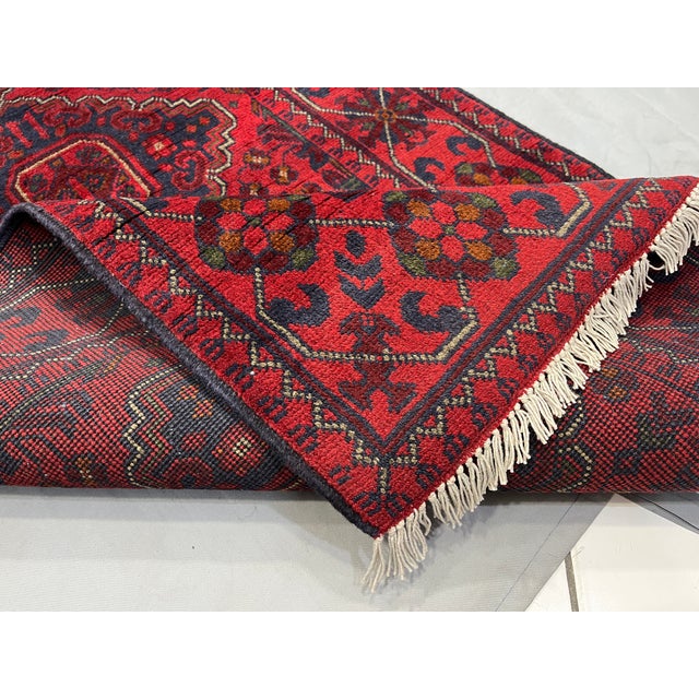 Long Red and Navy Tribal Medallion Runner Rug, 2'7" X 18'5" For Sale - Image 13 of 15