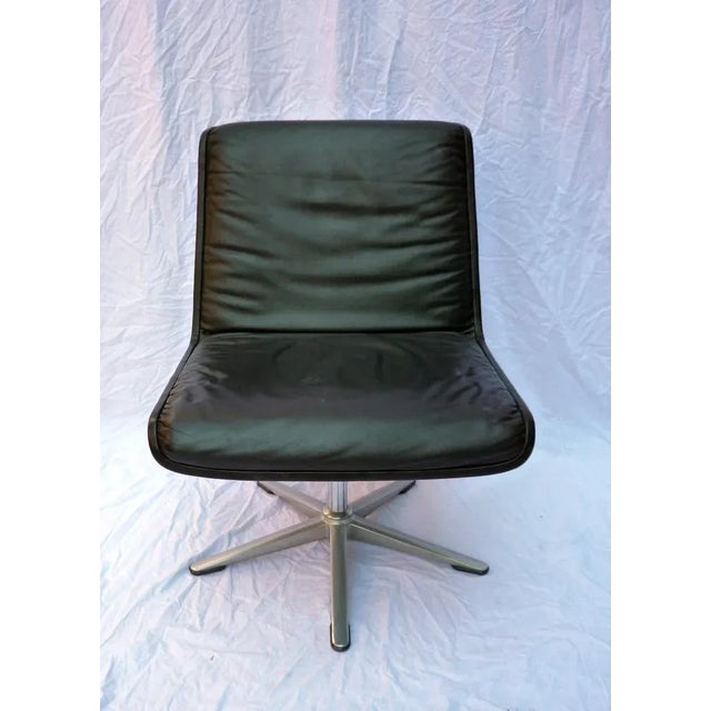 Black Leather Swivel Chair For Sale - Image 6 of 7