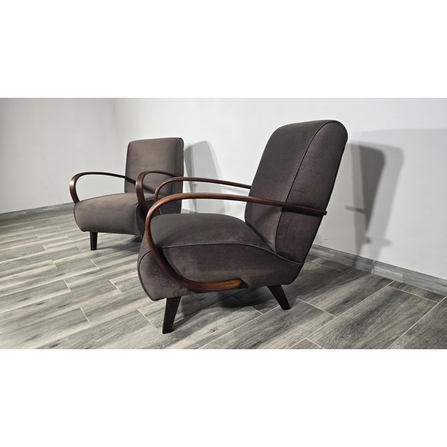 1940s Set of Armchairs by Jindrich Halabala, 1940s For Sale - Image 5 of 11