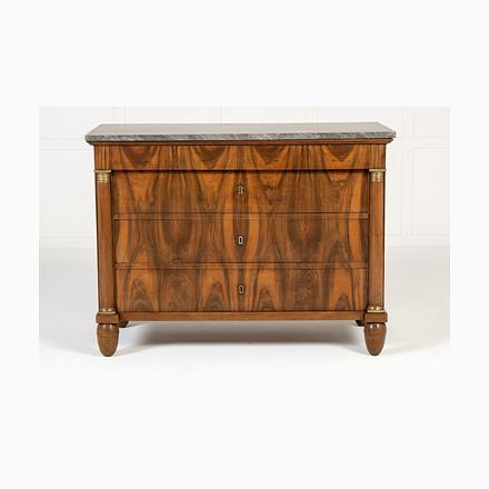 19th Century Italian Walnut Commode with Marble Top For Sale - Image 10 of 10