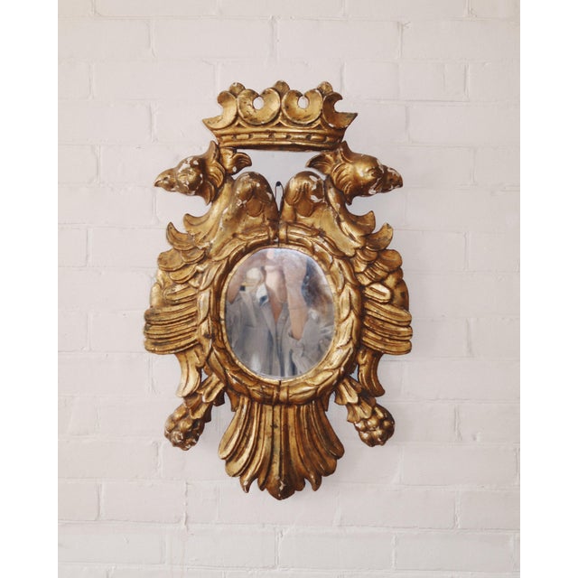 Baroque Antique European Giltwood Double Eagle Wall Mirror For Sale - Image 3 of 16