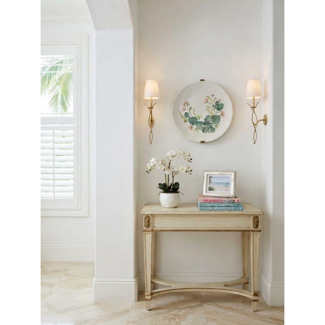 Vintage Hand-Painted Botanical Pelargonium 3d Relief Ceramic Platter For Sale - Image 11 of 12