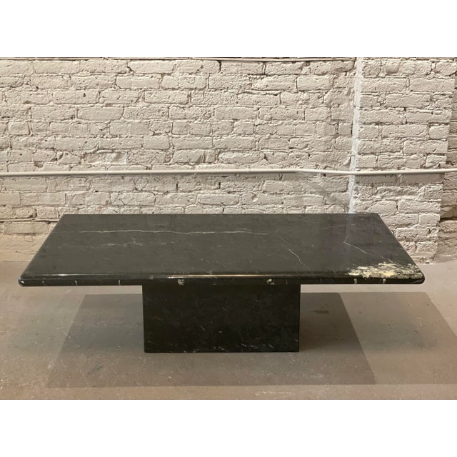 1980s Vintage Nero Marquina Postmodern Black Marble Coffee Table For Sale - Image 11 of 12