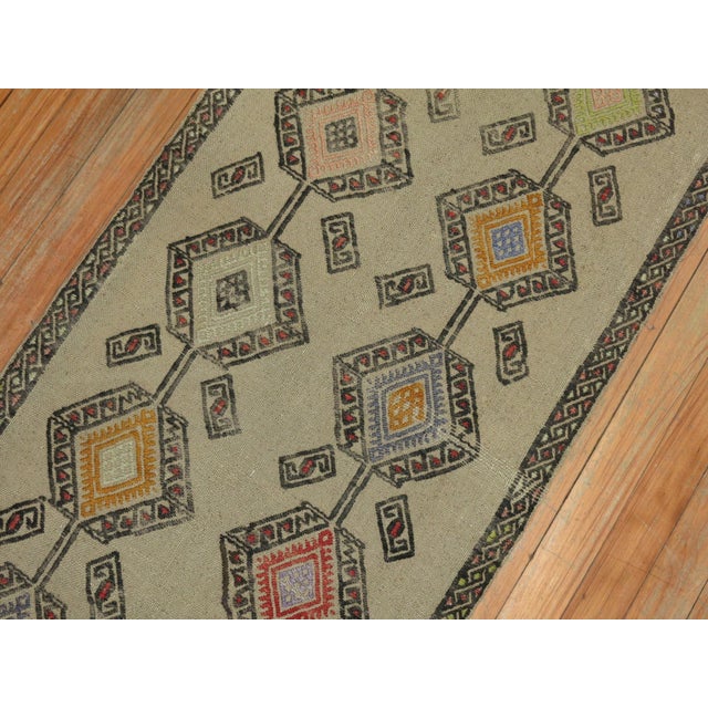 A rare long and narrow jajim technique kilim Runner from the middle of the 20th century