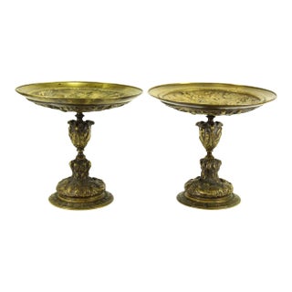 1600's Baroque Bronze Haut-Relief Tazzas Classical Figural Scenes - a Pair For Sale