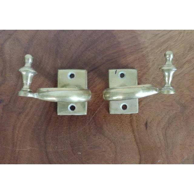 American Early 19th Century American Federal Brass Jamb Hooks to Hold Fire Tools on the Hearth or Fireplace Mantel - A Pair For Sale - Image 3 of 11