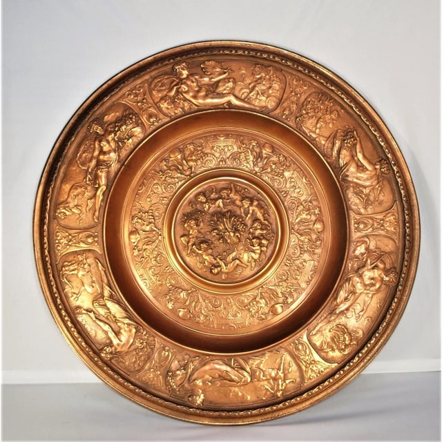 Antique Large Copper Finish Zodiac Charger Wall Hanger Foundry Stamp For Sale - Image 11 of 11