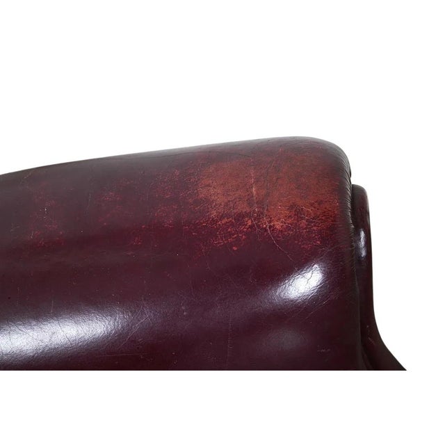 1950s 1950s Old School Tufted Leather Scandinavian Lounge Chair W Ottoman For Sale - Image 5 of 15