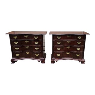 Pair of 41" Tall Chippendale Style Serpentine Front Bachelor's Chests For Sale