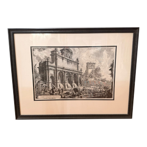 Late 20th Century After Giovanni Battista Piranesi “Veduta Del Castello Dell’Acqua Paola” Framed Architectural Etching