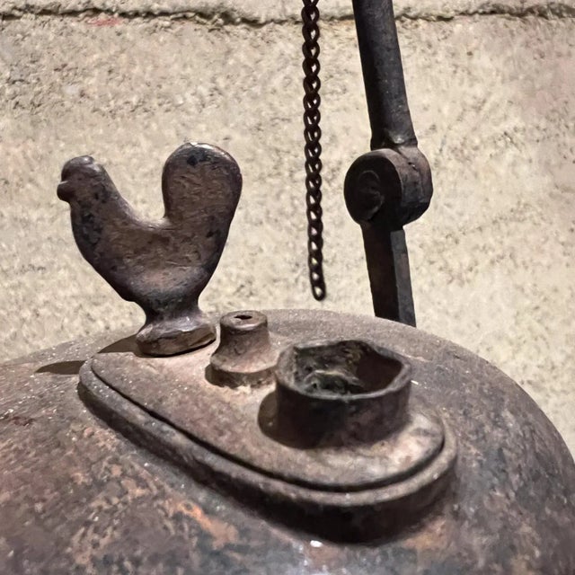 19th Century 1800s French Cast Iron Betty Rooster Oil Lamp France For Sale - Image 5 of 9