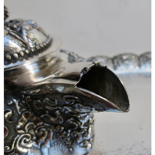 Metal Indonesian 800 Silver Tea Set - Set of 5 Pieces For Sale - Image 7 of 18