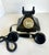 Vintage-Inspired Rotary Style Black Desk Telephone With Brass Dial For Sale - Image 4 of 10