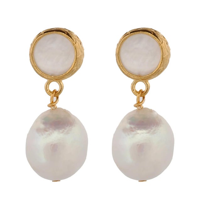 Contemporary Delicate Pearl & Gold Earrings, A Pair For Sale - Image 3 of 10