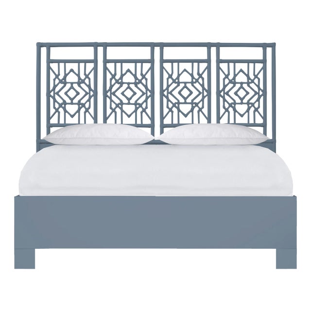 Tulum Platform Bed King, Regatta Blue For Sale