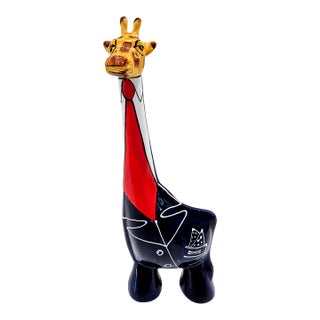 Turov Limited Edition Ceramic Giraffe in Suit – Hand-Painted 1999 Art Sculpture, San Francisco Ca For Sale